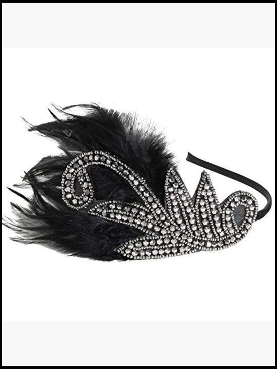 Feather Headband Roaring 20s Flapper Accessories Vintage Gatsby Party Hair Wrap
